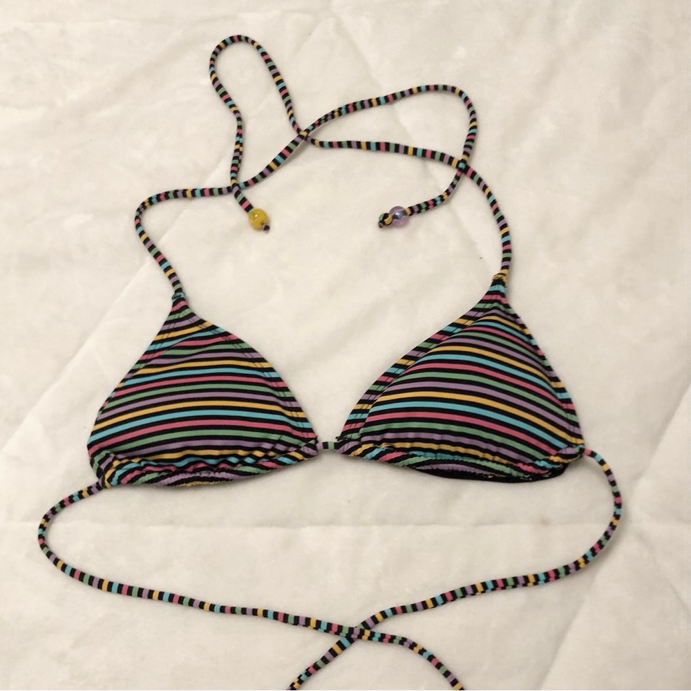 Y2K Striped Colourful Triangle Bikini Top
